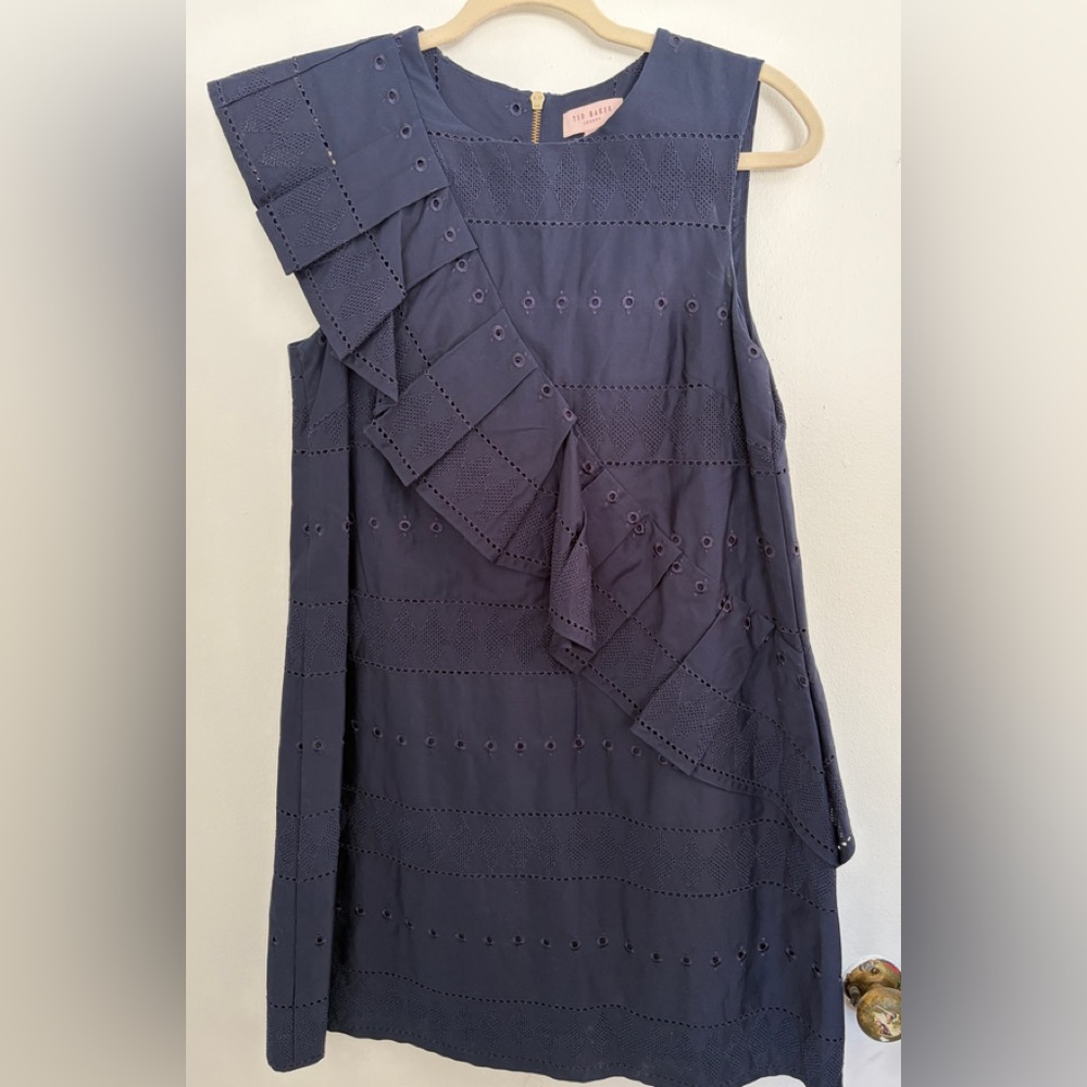 Ted Baker Navy Eyelet Dress